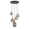 Závesná lampa 5L Ø66x80 cm LEKAR antický bronz + dymové sklo