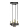 Závesná lampa 5L Ø66x80 cm LEKAR antický bronz + dymové sklo