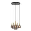 Závesná lampa 5L Ø66x80 cm LEKAR antický bronz + dymové sklo