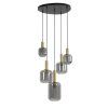 Závesná lampa 5L Ø66x80 cm LEKAR antický bronz + dymové sklo