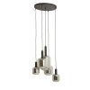 Závesná lampa 5L Ø65x32 cm LEKAR čierna + dymové sklo