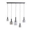 Závesná lampa 5L 110x22x32 cm LEKAR čierna + dymové sklo