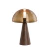Stolová lampa Ø30x43 cm MUEDA sklo hnedé+potlač dreva d hnedá