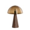 Stolová lampa Ø30x43 cm MUEDA sklo hnedé+potlač dreva d hnedá